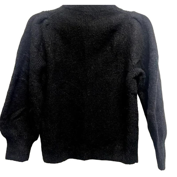 Madewell Eaton Pullover Crew Puff Sleeve Sweater Size XX-Small in Black NWT - Picture 2 of 5